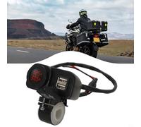 GANCEI Caricatore doppio USB per moto, con voltmetro digitale e termometro, display a LED 12 V-24 V, per manubrio Φ22-25 mm, equitazione