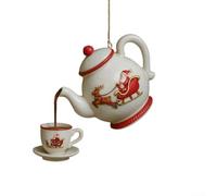 GANCEI Decorazione vintage per teiera con tazza da tè sospesa e illusione versante, progettata per albero di Natale e decorazione per la casa, con dettagli festivi (E)