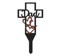 GANCEI Elegante targa commemorativa in metallo a forma di cuore, resistente alle intemperie, per cimitero e tombe, con design floreale, per giardino, per omaggio, 26 x 16 cm (cuore rosso papà)