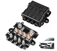 GANCEI Portafusibile per 1 X per Mega + 4 X per fusibili Midi con copertura busbar, ABS, per auto, barca, camper, sistemi solari off-grid