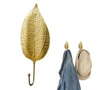 Ganci a forma di foglia - Gancio per asciugamano a forma di foglia, gancio per cappotto a forma di foglia | Gancio decorativo da parete in ferro per portachiavi, ganci in lamina d'oro in metallo p