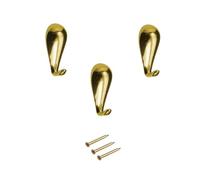 Ganci a Goccia per Quadri in zama con Chiodi - Dimensioni mm 27 x 14 - Confezione da 3 pezzi - Ganci per Appendere Quadri al Muro - Oro