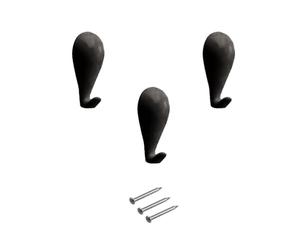 Ganci a Goccia per Quadri in zama con Chiodi - Dimensioni mm 27 x 14 - Confezione da 3 pezzi - Ganci per Appendere Quadri al Muro - Nero