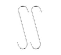 Ganci a S da 200 mm, extra lunghi in acciaio, per interni ed esterni, per giardino, bagno, armadio, officina, cucina, color argento, 2 pezzi