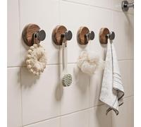 Ganci a ventosa in legno vintage - Senza foratura, montaggio a parete liscio adesivo, impermeabili, arredamento rustico for la casa for bagno, armadio e porta(8pcs)