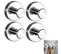 Ganci a Ventosa per Bagno, Ganci Ventosa, 4 Pezzi Appendi Accappatoio a Parete in Acciaio Inox, Hook Forte Rimovibili, Riutilizzabile, per Cucina, Servizi Igienici, Cucina, Ufficio