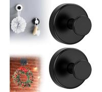 Ganci a ventosa per ghirlande, 2025, senza trapano, ganci a ventosa per ghirlande su vetro, ganci per porta d'ingresso, ganci per asciugamani per finestra, bagno, specchi, doccia (2, nero)