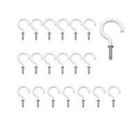 Ganci a vite, piccoli ganci in metallo da 3,5 cm per appendere piante, uso esterno o interno come gancio da soffitto, ganci a vite resistenti per l'organizzazione della casa in legno, bianco, 20 pezzi