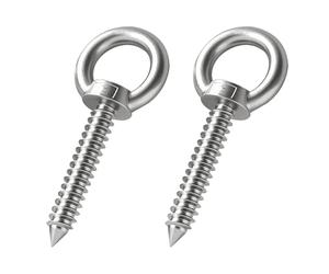 Ganci a vite resistenti da 10,2 cm, 2 bulloni autofilettanti con occhiello a vite, capacità di carico 226,8 kg, gancio a vite grande in legno, per appendere, legami, applicazioni pesanti.