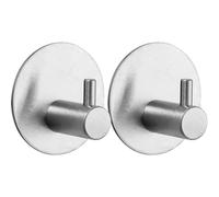 Ganci Adesivi 2 Pezzi In Acciaio Inox, Ganci Adesivi Impermeabili Base Rotonda Ganci Adesivi Bagno Senza Forare Autoadesivi Con Tampone Adesivo Ideale Per Cucine, Bagni, Uffici (Argento)