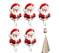 Ganci adesivi a forma di Babbo Natale e pan di , 5 pezzi | Supporto da parete senza fori per chiavi, cappelli e oggetti leggeri in corridoio o cucina