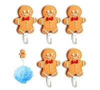 Ganci adesivi a forma di Babbo Natale e pan di , 5 pezzi | Supporto da parete senza fori per chiavi, cappelli e oggetti leggeri in corridoio o cucina