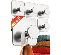 Ganci Adesivi Acciaio Inox - SET 5 Appendi Porta Asciugamani Inox Bagno Antirugg
