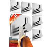 Ganci Adesivi Acciaio Inox - SET 6 Appendi Porta Asciugamani Inox Bagno Antirugg