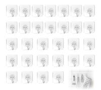 Ganci adesivi extra forti 30 pezzi trasparenti - ganci a parete impermeabili e resistenti alle intemperie, rotazione 180°, capacità 5 kg, ideali per bagno cucina soggiorno esterno