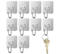 Ganci adesivi per appendere - ganci trasparenti resistenti per appendere | 10 ganci adesivi per torre, ganci adesivi extra forti, ganci da parete per porta del bagno