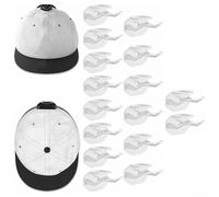 Ganci adesivi per cappelli da parete, organizer salvaspazio con doppia opzione di sospensione per esporre o riporre i cappelli ordinatamente (16 pezzi, bianco)