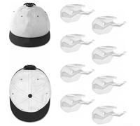 Ganci adesivi per cappelli da parete, organizer salvaspazio con doppia opzione di sospensione per esporre o riporre i cappelli ordinatamente (8 pezzi, bianco)