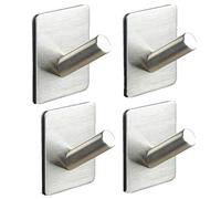 Ganci adesivi per cucina e bagno, gancio in acciaio inox 304 resistente per appendere pentole e padelle, utensili, asciugamani, vestiti, ecc. Caricatore a 1 gancio: 2 kg, confezione da 4