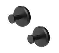 Ganci adesivi senza trapano per bagno e cucina, in acciaio inox, resistenti, confezione da 2, colore nero, perfetti per porte in vetro e soluzioni salvaspazio