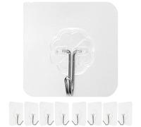 Ganci Adesivi Trasparenti, 8 pezzi, 60 x 60 mm, Gancio multiuso per aderire a porte e pareti in bagni, cucine, garage, decorazioni, portasciugamani autoadesivo, Ganci adesivi da parete, ganci porte