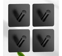 Ganci appendiabiti autoadesivi in acciaio inossidabile Confezione da 4 ganci parete resistenti for asciugamani bagno neri(Black C)