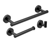 Ganci Appendiabiti Porta Carta Igienica Portasciugamani da Bagno, Nero Opaco, Accessori da Bagno in Acciaio inox(3 pezzi)