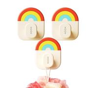 Ganci appiccicosi - 3 pezzi, supporto da parete adesivo riutilizzabile per porta doccia del bagno, set di ganci solidi per asciugamani, cappotti, chiavi | organizzatore poco ingombrante per