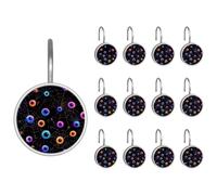 Ganci colorati per tenda da doccia con motivo ragnatela distorta dietro il motivo a ragnatela per bagno, 12 ganci per tenda da doccia in acciaio inox, anelli per tende da bagno e camera da letto