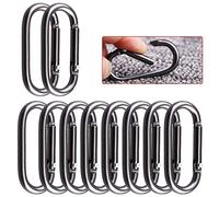 ganci con chiusura a scatto, 5/10/20 pezzi piccoli moschettoni neri ovali con fibbia appesa piccola borsa ganci for borraccia(Black 20pcs)