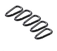 ganci con chiusura a scatto, 5 pezzi Mini moschettone nero a forma di D fibbia in lega alluminio con chiusura a molla gancio portachiavi clip campeggio all'aperto viaggio(D Shaped)