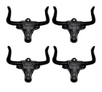 Ganci da parete a forma di testa di toro, design rustico, 4 pezzi, appendiabiti per cappelli da cowboy, stile vintage, in ghisa di qualità, facile installazione a parete