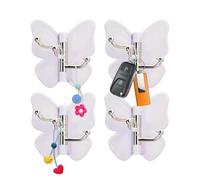 Ganci da parete autoadesivi, 4 ganci girevoli a forma di farfalla, ganci adesivi resistenti, per bagno, camera da , cucina, doccia, ingresso, dormitorio, appartamento
