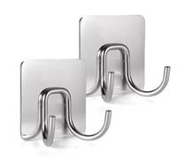Ganci da parete autoadesivi in acciaio inossidabile 304 for appendere asciugamani bagno nero opaco 3 pezzi(Silver,2pcs)