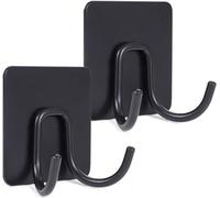 Ganci da parete autoadesivi in acciaio inossidabile 304 for appendere asciugamani bagno nero opaco 3 pezzi(Black,2pcs)
