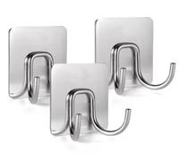 Ganci da parete autoadesivi in acciaio inossidabile 304 for appendere asciugamani bagno nero opaco 3 pezzi(Silver,3pcs)