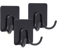 Ganci da parete autoadesivi in acciaio inossidabile 304 for appendere asciugamani bagno nero opaco 3 pezzi(Black,3pcs)
