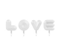 Ganci da parete Collant,Ganci da parete adesivi - Ganci per cappotto di lettere d'amore | Ganci per chiavi resistenti all'acqua, 4 pezzi, gancio per vestiti, decorazione da parete per borse, sciarpe