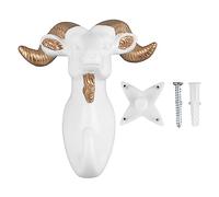 Ganci da Parete Decorativi di Cervo, Testa di Elefante Testa di Giraffa E Ganci da Parete Testa di Rinoceronte Gancio in Resina a Forma di Animale Gancio per Appendere (capre Bianche)