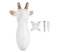 Ganci da Parete Decorativi di Cervo, Testa di Elefante Testa di Giraffa E Ganci da Parete Testa di Rinoceronte Gancio in Resina a Forma di Animale Gancio per Appendere (Giraffe Bianche)