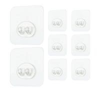 Ganci da parete, ganci adesivi resistenti, 8 pezzi, in acrilico, trasparenti, appendiabiti, impermeabili, per cucina, bagno, casa, esterno e porta, 6 x 6 x 1 cm