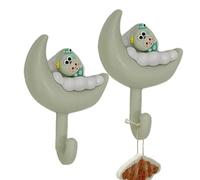 Ganci da parete,Gancio per asciugamani,Ganci adesivi per asciugamani a forma di luna e nuvola da parete | 2 ganci decorativi da parete portatili appendiabiti per armadio da cucina
