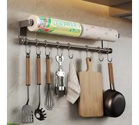 Ganci da parete, Portautensili da cucina, senza foratura, adesivo, in acciaio inox, appendere alla parete, organizer for il bagno(With 8 Hooks 50cm)