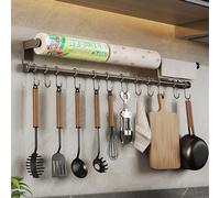Ganci da parete, Portautensili da cucina, senza foratura, adesivo, in acciaio inox, appendere alla parete, organizer for il bagno(With 12 Hooks 70cm)