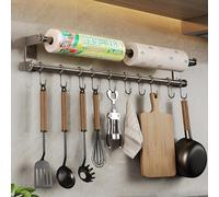 Ganci da parete, Portautensili da cucina, senza foratura, adesivo, in acciaio inox, appendere alla parete, organizer for il bagno(With 10 Hooks 60cm)