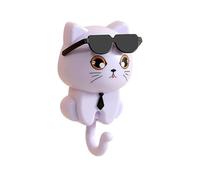 Ganci da parete - Simpatico gancio portachiavi a forma di gatto | Gancio da parete a forma di gatto che indossa occhiali da sole | Gancio adesivo senza tracce per soggiorno, non