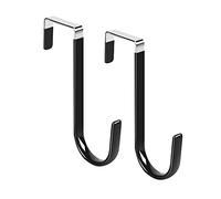 Ganci da porta da sopra - 2 pezzi 12.5x2.5 cm - Appendiabiti da porta in plastica antiruggine, ganci in metallo su porte come appendiabiti, appendiabiti, gancio per porta, ghirlande (nero)