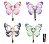 Ganci Decorativi 4 Pezzi Gancio In Lega Di Alluminio Gancio A Farfalla Colorato Forte Gancio Da Parete Autoadesivo Per Appendere Adatto Per Bagno Cucina Asciugamano Camera Da Letto(4 Colori 55mm)