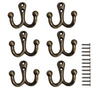 Ganci Decorativi 6 Pezzi Doppio Gancio In Metallo Resistente Gancio Murale In Lega Di Zinco Gancio Appendiabiti Retrò Adatto Per Camera Da Letto Guardaroba Soggiorno Ingresso(Bronzo 50*50mm)