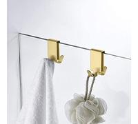 Ganci doppi per porta della doccia in vetro, ganci per asciugamani sopra la parete di vetro del bagno 0,8-1 cm, acciaio inossidabile, oro, confezione da 2.